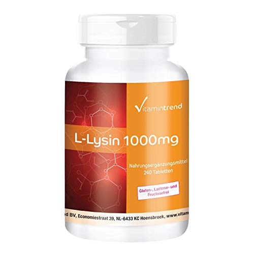 L-Lisina Altamente Dosata - 1000Mg Per Compressa - 240 Compresse - Vegan | Vitamintrend®
