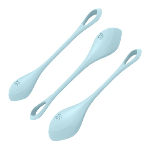 Satisfyer, Palline Vaginali, Yoni Balls 'Yoni Power 2', 22-73 G, 2-3 Cm, Set Da 3, Silicone Delicato Sulla Pelle, Colore:Azzurro