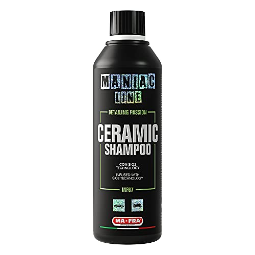 Mafra, Maniac Line, Ceramic Shampoo Con Sio2 Technology, Shampoo Auto 3In1, Lava, Sigilla E Protegge L'Auto Per 90 Giorni, 500Ml
