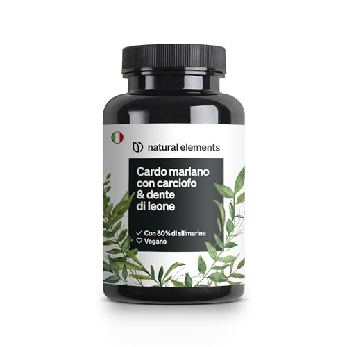 Complesso Di Cardo Mariano, Carciofo E Dente Di Leone – 120 Capsule – Natural Elements – Alto Dosaggio Con 80% Di Silimarina – Senza Stearato Di Magne