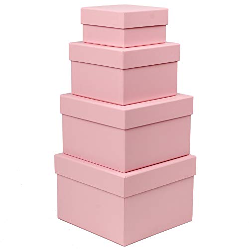 Scatola Regalo Con Coperchio Quadrato In Carta Portagioie Piccola Scatola Di Immagazzinaggio, Set Di 4 Misure Assortite, Adatto Per Regali, Giocattoli