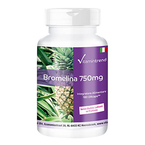 Bromelina Plus S 750Mg - 180 Capsule - Vegan - Altamente Dosato - Enzima Dell'Ananas | Vitamintrend®