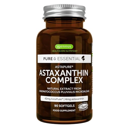 Astaxantina Naturale, Complesso Antiossidante Con Luteina Per Occhi, Pelle E Articolazioni, 42Mg, Non Ogm, 90 Capsule Vegane - Igennus