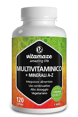 Vitamaze® Multivitaminico Ad Alto Dosaggio Capsule, 23 Vitamine Efficaci A-Z E Minerali, Sostanze Minerali E Oligoelementi, 120 Capsules Vegetariano P