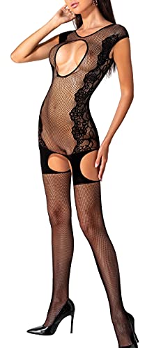 Passion Scharfer Catsuit Ouvert Bs082 - Lingerie Sexy, Nero , S-L