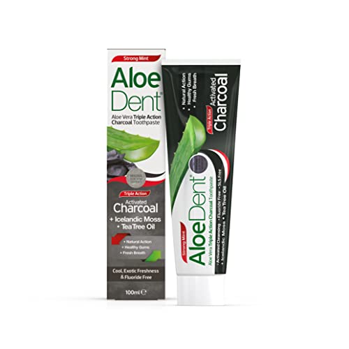 Aloe Dent Optima Naturals Aloedent Dentifricio Tripla Azione Carbone Attivo, 100 Ml