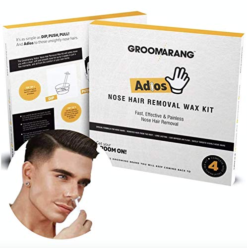 Groomarang 'Adios' Kit Cera Per La Rimozione Dei Peli Del Naso Capelli Nasali E Dell'Orecchio - Indolore, Efficace E Sicuro
