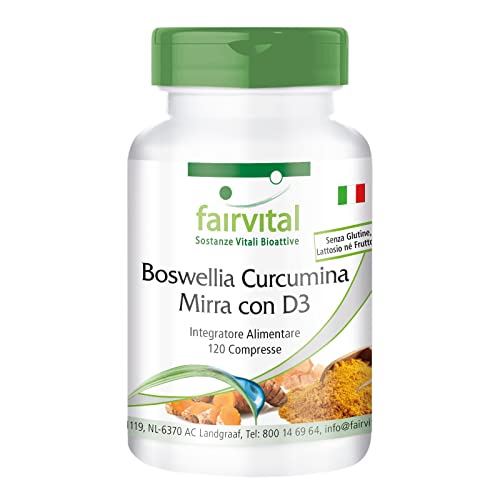 Fairvital | Boswellia Mirra Curcumina Con D3 - Vegan - Hochdosiert - 120 Compresse