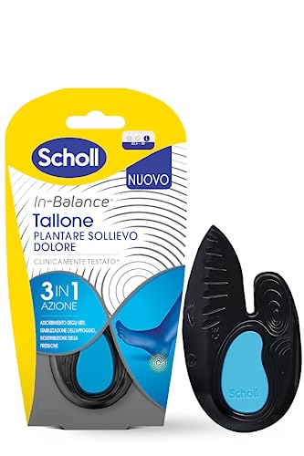 Scholl In-Balance Tallone Plantare Sollievo Dolore, Solette Ortopediche Tallonite, Tendine D'Achille, Con Gel Ammortizzante A Doppio Strato Con Suppor