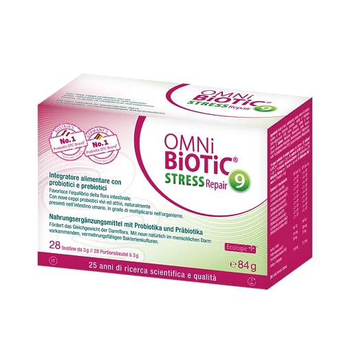 Omni Biotic Stress Repair | Polvere | Con Probiotici E Prebiotici | Vegano | Senza Glutine | 28 Bustine Da 3G