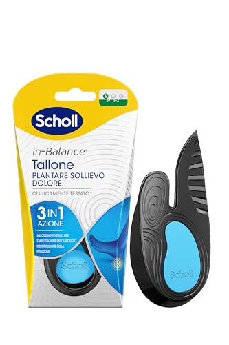 Scholl In-Balance Solette Ortopediche Tallone Plantare Sollievo Dolore, Per Tallonite, Tendine D'Achille, Con Gel Ammortizzante A Doppio Strato Con Su