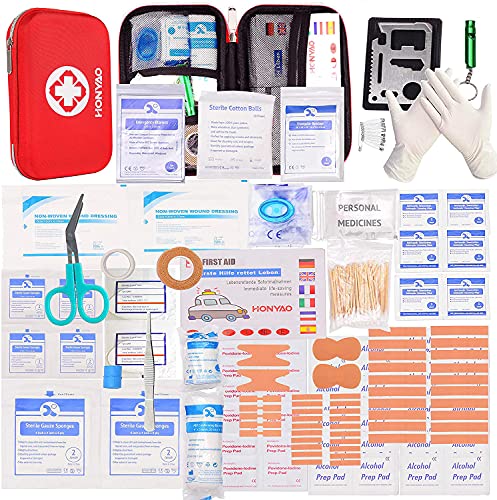 Honyao Kit Di Pronto Soccorso, 200 Pezzi Scatola Di Emergenza Per Primo Intervento, Kit Di Primo Soccorso Per Casa Auto Barca Moto Roulotte Trekking E