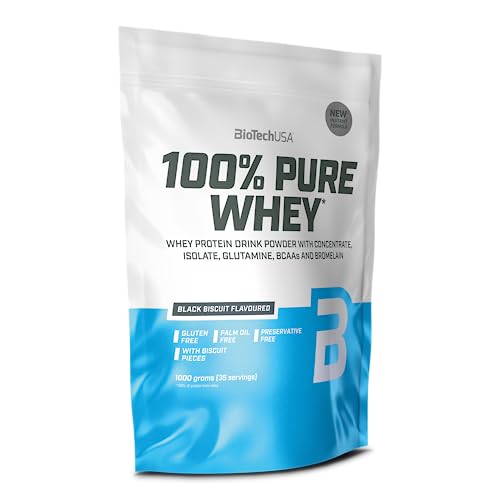 Biotechusa 100% Pure Whey | Proteine In Polvere Con Bcaa E Glutammina | Senza Glutine, Senza Olio Di Palma | 28 G Di Proteine Per Porzione, 1 Kg, Blac