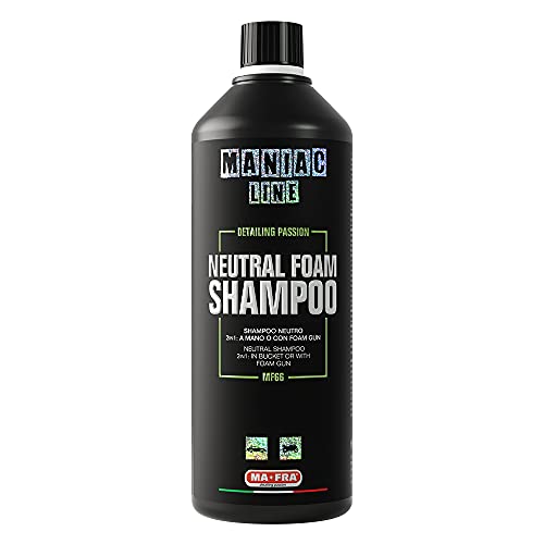 Mafra, Maniac Car Detailing Line, Neutral Foam Shampoo, Shampoo Neutro 2In1, Applicazione Manuale Con Tecnica 2 Secchi O Prelavaggio Con Foam Gun, 100