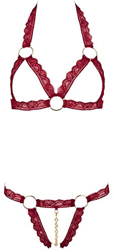 Cottelli Collezione Minimalista Aperto, Rosso, 2 Pezzi, Taglia S/M, Rosso