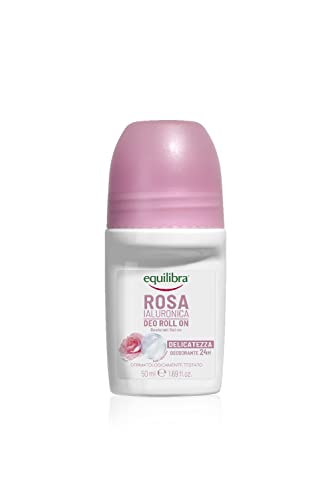 Equilibra Corpo, Rosa Ialuronica Deo Roll On, Deodorante Roll On Adatto Per Pelli Sensibili, Deodorante 24H Con Complesso Anti-Odore, A Base Di Rosa E