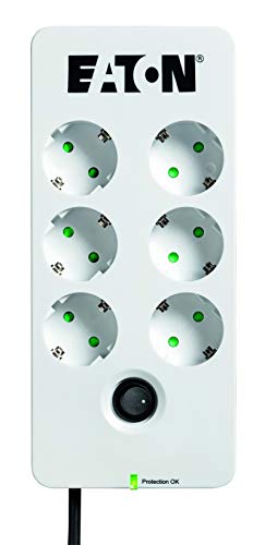 Eaton Multipresa / Parafulmine - Eaton Protection Box 6 Din - Pb6D - 6 Spine Schuko - Bianco E Nero