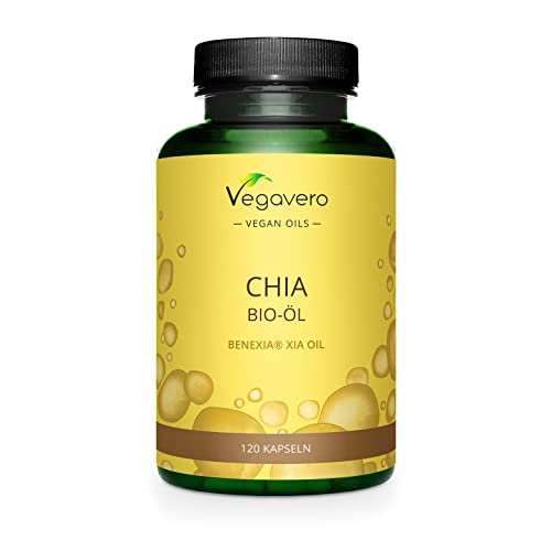 Omega 3 6 9 Vegavero® | 1400 Mg Di Olio Di Semi Di Chia 100% Bio | Vegan | Spremuto A Freddo | Acidi Grassi Essenziali Di Qualità Superiore Benexia® |