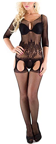 Livia Corsetti Lencería Sexy Pequeño / Grande Negro Adiva Bodystocking Lencería Ropa De Noche Establece Sexy Ropa Interni Sexy