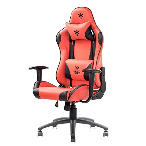 Itek Playcom Pm20 Sedia Gaming Ergon. Rossa, Schienale Reclinabile, Braccioli E Poggiatesta Regolabili, Sup. Lombare, Comfort E Design, Ideale Come Se