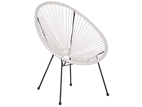 Sedia Da Giardino Rattan Pe A Raggi Bianco Resistente Agenti Atmosferici Acapulco
