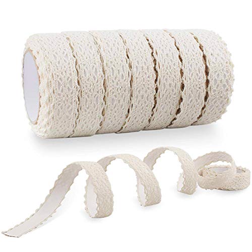 7 Rotoli Di Nastro Decorativo In Pizzo, Nastro Adesivo In Pizzo Di Cotone, Involucro E Nastro Decorativo Per Artigianato E Avvolgimento A Mano, Tessut