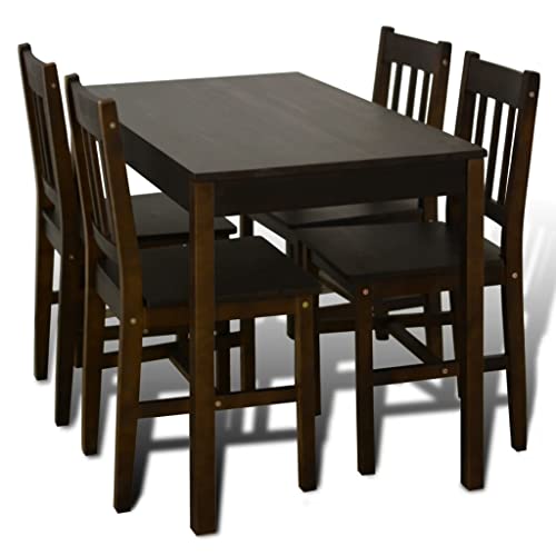 Vidaxl Set Da Pranzo In Legno Marroni Salotto Tavolo Con 4 Sedie Bar Cucina