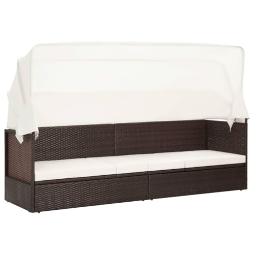 Vidaxl Divano Da Giardino Con Tettoia Divanetto Da Esterni Salottino Per Patio Mobili Da Giardino Arredamento Da Esterni In Polyrattan Marron