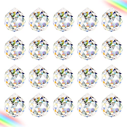 Aipaide Prisma 20Mm Clear Crystal Ball 20 Pezzi K9 Crystal Sun Catchers Ball Per Finestra Lampadario Da Giardino Pendente Sospeso Feng Shui