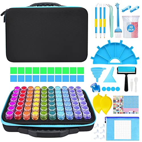 Yutuy Diamond Painting Kit Completo,Diamond Painting Accessori,70 Slots Diamant Painting Accessori,5D Pittura Diamante Kit,Per Fai Da Te,Unghie, Gioie