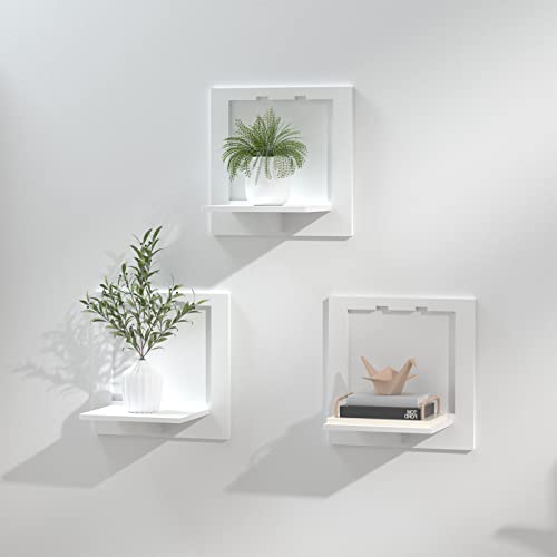 Lecylanker Mensole Da Muro Bianca Moderne Set Di 3, Facile Montaggio 29X29X18Cm Pvc, Mensola Pratica E Decorativa Per Cameretta Bimbo Bagno Soggiorno
