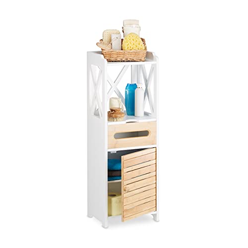 Relaxdays 10020974 Armadietto 5 Ripiani, Piccolo, Multiuso, Mobile Da Bagno, Scaffale Cucina, Bianco