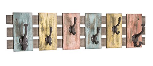 Haku Möbel Appendiabiti Da Parete, Legno Massello, Colorato Vintage, L 81 X P 11 X A 20 Cm