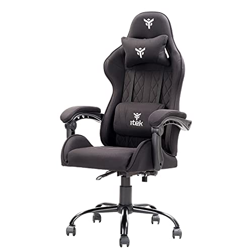 Itek Rhombus Ff10 Sedia Gaming Ergon. Nera, Schienale Reclinabile, Cuscino Poggiatesta, Sup. Lombare, Confort E Design, Ideale Come Sedia Ufficio, Sed
