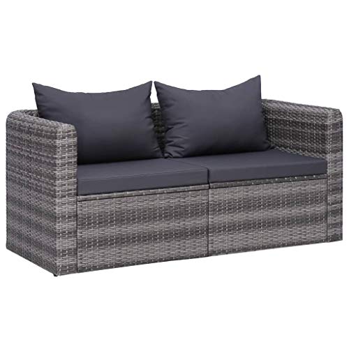 Vidaxl Divano Angolare Da Giardino 2 Pz Con Cuscini Per Schienale E Seduta Sofa Arredi Per Esterni Salotto In Polyrattan Grigio E Acciaio Verniciato