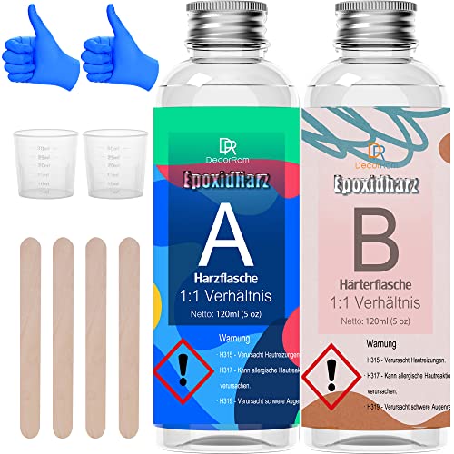 Resina Epossidica - 10Oz / 240Ml Di Resina Epossidica Trasparente Bicomponente Per Colata Rivestimento - Rapporto 1:1 Colla Resina Epoxy Con Indurente