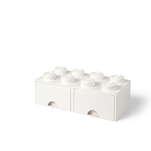 Cassettiera Mattoncino Lego 8 Bottoni, 2 Cassetti, Cassa Portaoggetti Impilabile, 9.4 L