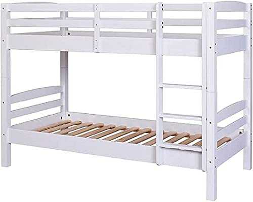Inter Link Letto A Castello Per Bambini Pino Massiccio Con Scala 2 Posti Letto 90 X 200 Cm Con 2 Reti A Doghe Sponda Di Sicurezza Annika Vernice Bianc