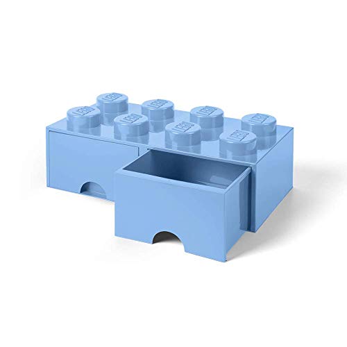 Cassettiera Mattoncino Lego 8 Bottoni, 2 Cassetti, Cassa Portaoggetti Impilabile, 9.4 L