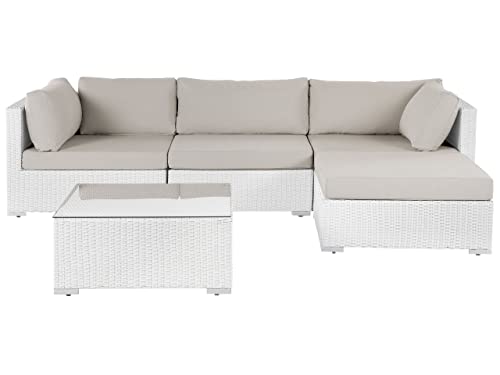 Beliani Divano Da Giardino In Rattan Bianco Sano Sano