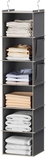 Youdenova Organizer Armadio Da Appendere, Portatutto Da Appendere Con 6 Scomparti Con 2 Compartiment Laterali, Portatutto Armadio Divisori Interno, Sa
