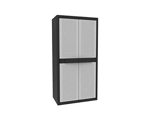 Terry, Jumbo Cab 3900 Qblack, Armadio Da Esterno Interno A Due Ante, Divisorio Verticale E 4 Ripiani. Materiale: Plastica, Dimensioni: 89,7X53,7X180 C