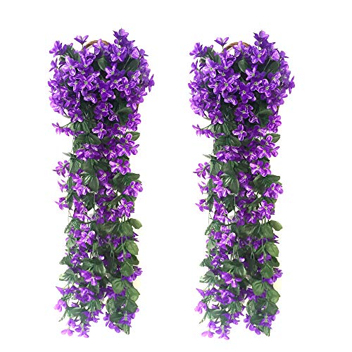 Duisoad Fujie 2 Pezzi Artificiale Seta Glicine Fiori, Fiori Artificiali Pendenti Pianta Glicine Finta Glicine Artificiale Violetta Artificiale Wedding