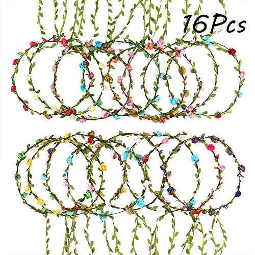 Fepito 16 Pezzi Corona Di Fiori Fiore Fascia Per Capelli Ghirlanda Floreale Corona Fascia Per Capelli Per Il Festival Festa Di Matrimonio Accessori Pe