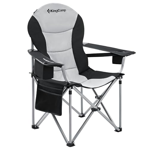 Kingcamp Sedia Da Campeggio Pieghevole Tutto Imbottito Extra Grande Di Lusso Comodo Supporto Lombare Regolabile Con Borsa Termica Sedia Da Pesca Overs