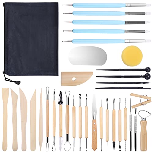 34 Pcs Attrezzi Ceramica Set Strumento Scultura Attrezzi Scultura Argilla Per Modellare Di Ceramiche Argilla Intaglio Strumento Scultura Strumento Imp