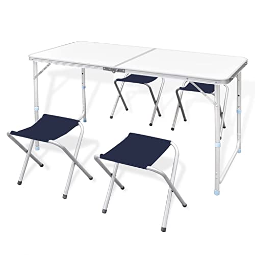 Vidaxl Set Tavolo Da Campeggio Pieghevole Con 4 Sedie Regolabili 120 X 60 Cm