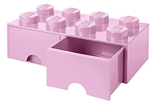 Cassettiera Mattoncino Lego 8 Bottoni, 2 Cassetti, Cassa Portaoggetti Impilabile, 9.4 L