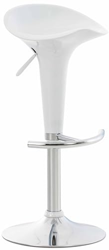 Clp Sgabello Design Saddle In Plastica I Sgabello Penisola Cucina Con Poggiapiedi I Sgabello Girevole Regolabile Alt. 60-81 Cm, Colore:Bianco