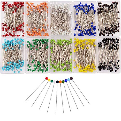Spilli Da Sarta, 1000 Pezzi Spilli Con Testa Vetro Multicolore, Spilli Quilting Per Decorazione, Sartoria, Creazione Gioielli 38Mm